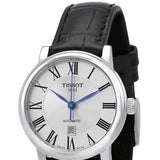 Tissot Carson Premium Automatic Lady Silver Dial Black Leather Strap Watch for Women - T122.207.16.033.00