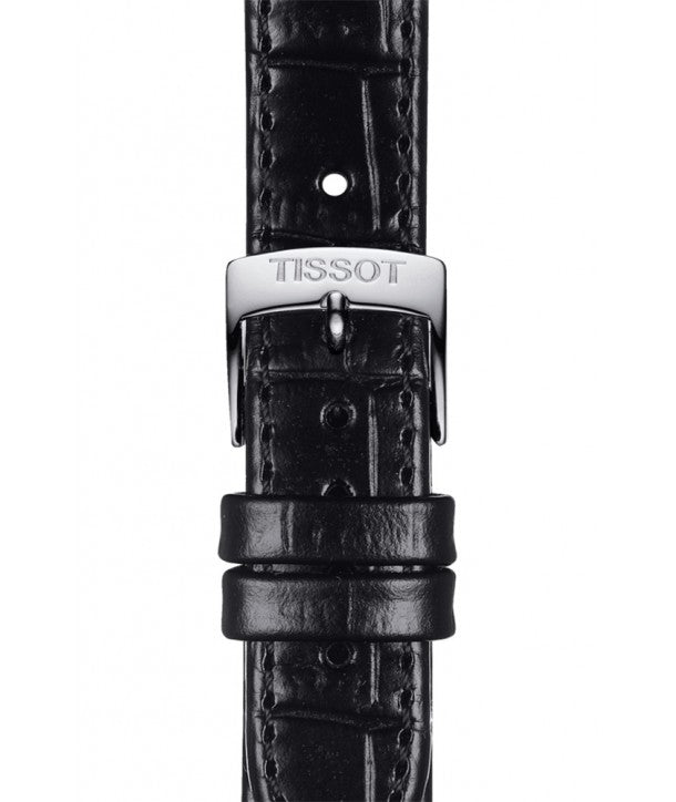 Tissot Carson Premium Automatic Lady Silver Dial Black Leather Strap Watch for Women - T122.207.16.033.00