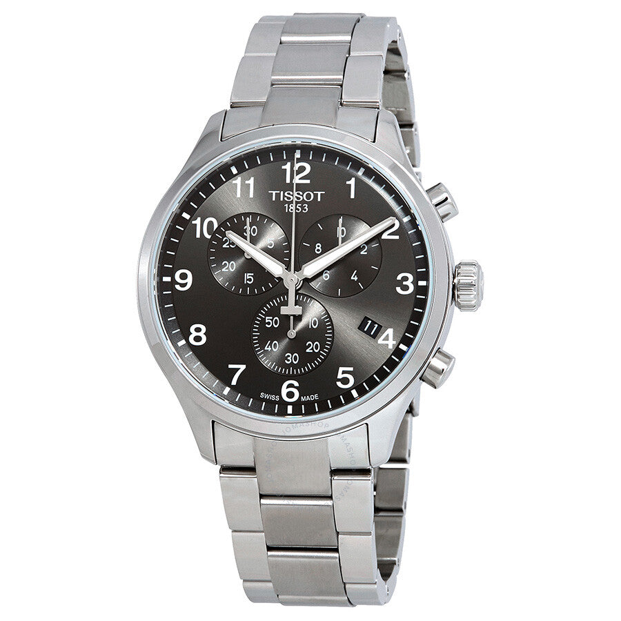 Tissot T Classic Chrono XL Black Dial Silver Steel Strap Watch For Men - T116.617.11.057.01