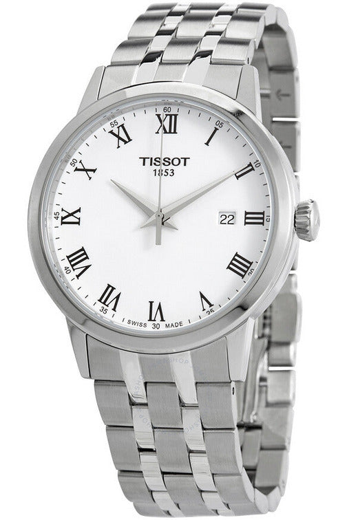 Tissot T Classic Dream White Dial Silver Steel Strap Watch For Men - T129.410.11.013.00