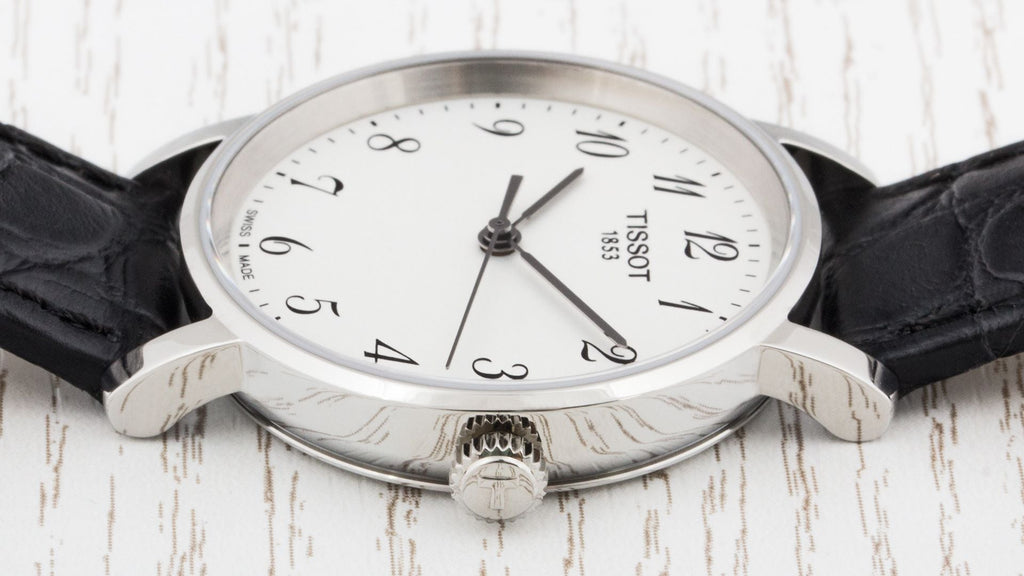 Tissot T Classic Desire White Dial Black Leather Strap Watch For Men - T52.1.421.12