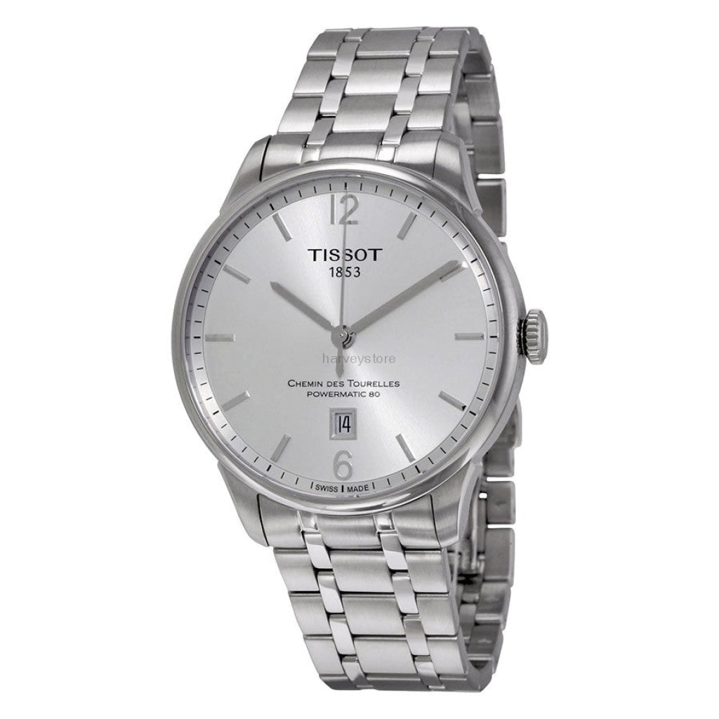 Tissot Chemin Des Tourelles Powermatic 80 Silver Dial Silver Steel Strap Watch For Men - T099.407.11.037.00