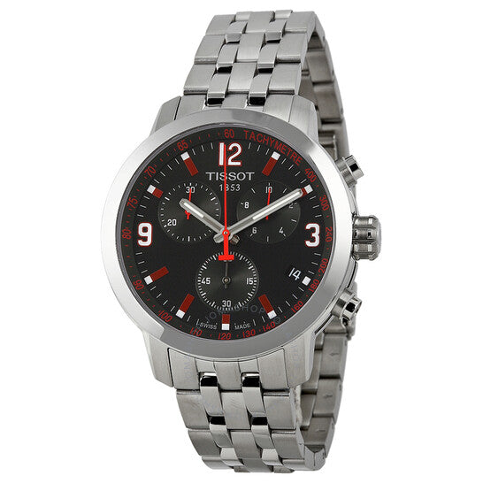 Tissot PRC 200 Asian Games Special Edition Black Dial Silver Steel Strap Watch For Men - T055.417.11.057.01