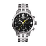 Tissot PRC 200 Chronograph Black Dial Silver Steel Strap Watch For Men - T055.417.11.057.00