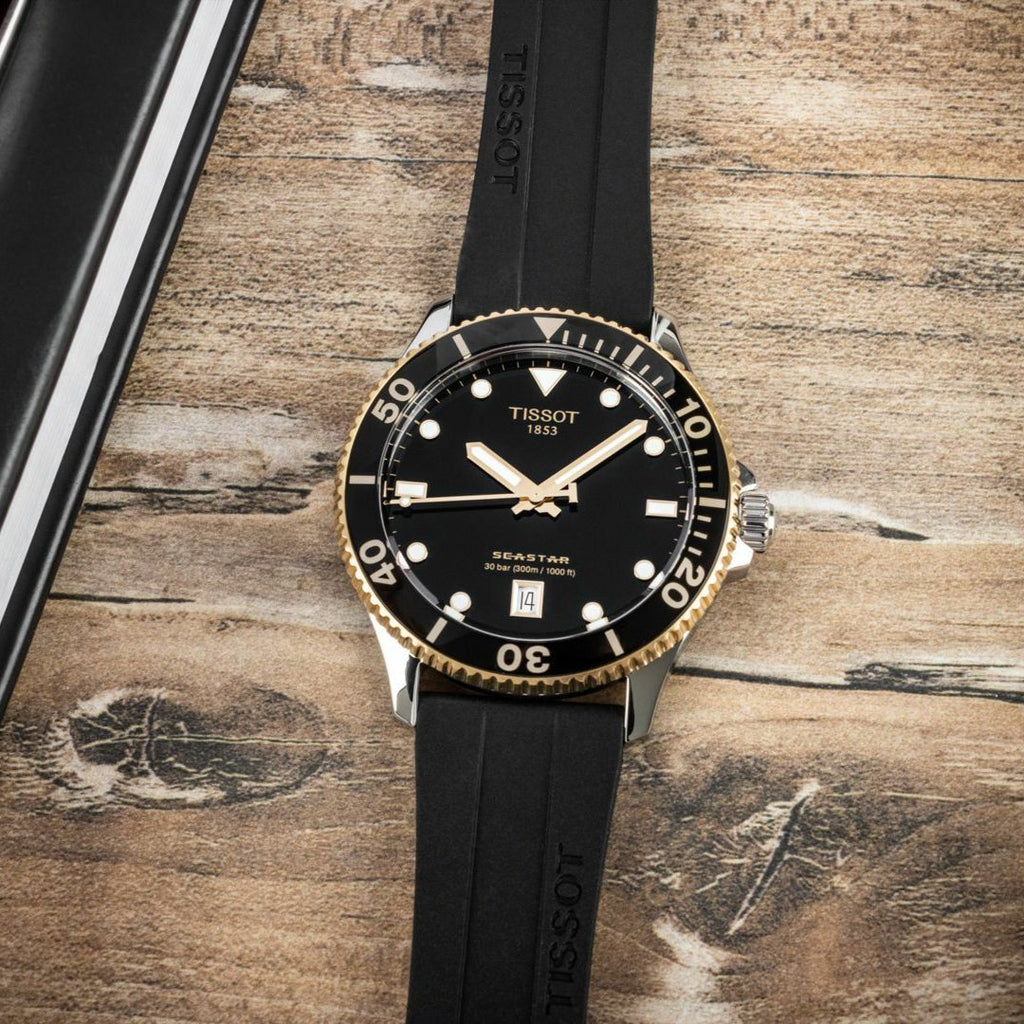 Tissot T120.410.27.051.00 Seastar 1000 Men’s Watch – Black Dial & Black Rubber Strap