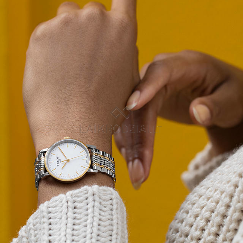 Tissot T Classic Everytime Small White Dial Two Tone Mesh Bracelet Watch For Women - T109.210.22.031.00