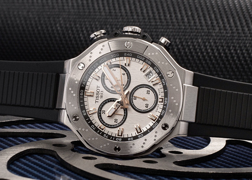 Tissot T141.417.17.011.00 T-Race Chronograph Men’s Watch – White Dial & Black Rubber Strap