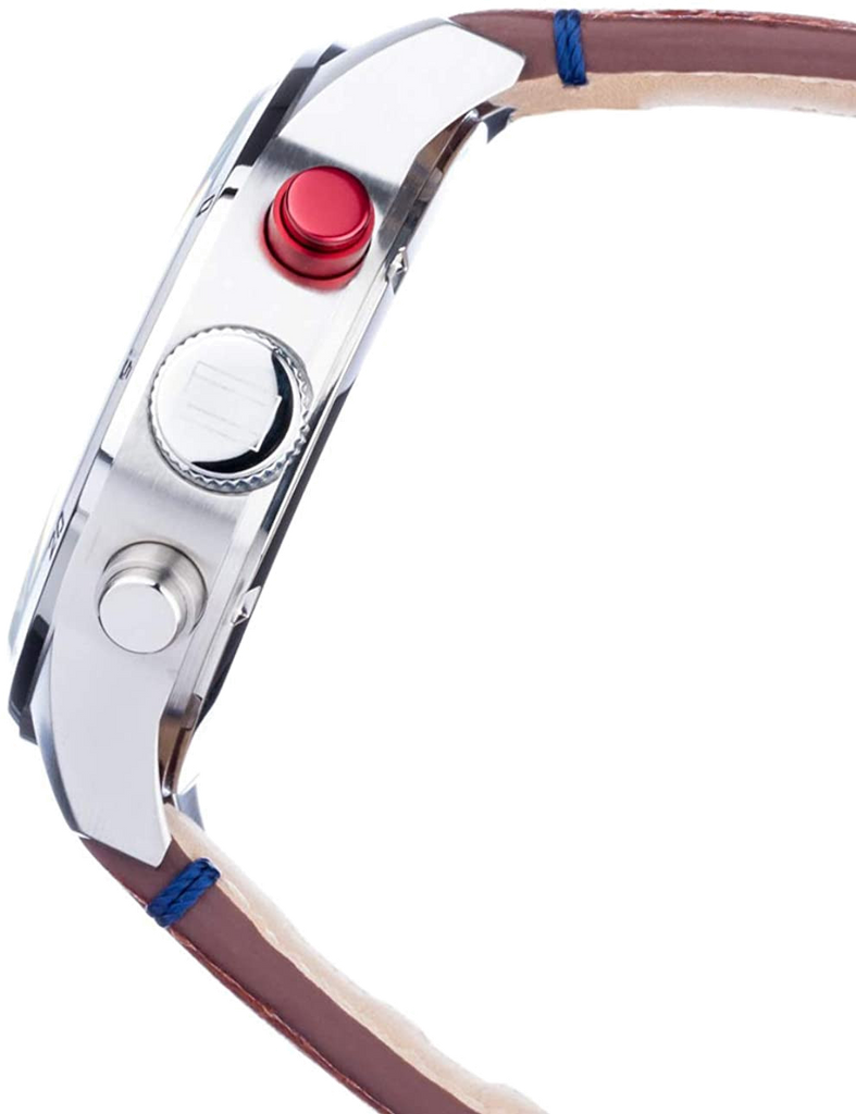 Tommy Hilfiger Trent Quartz Blue Dial Brown Leather Strap Watch for Men - 1791066