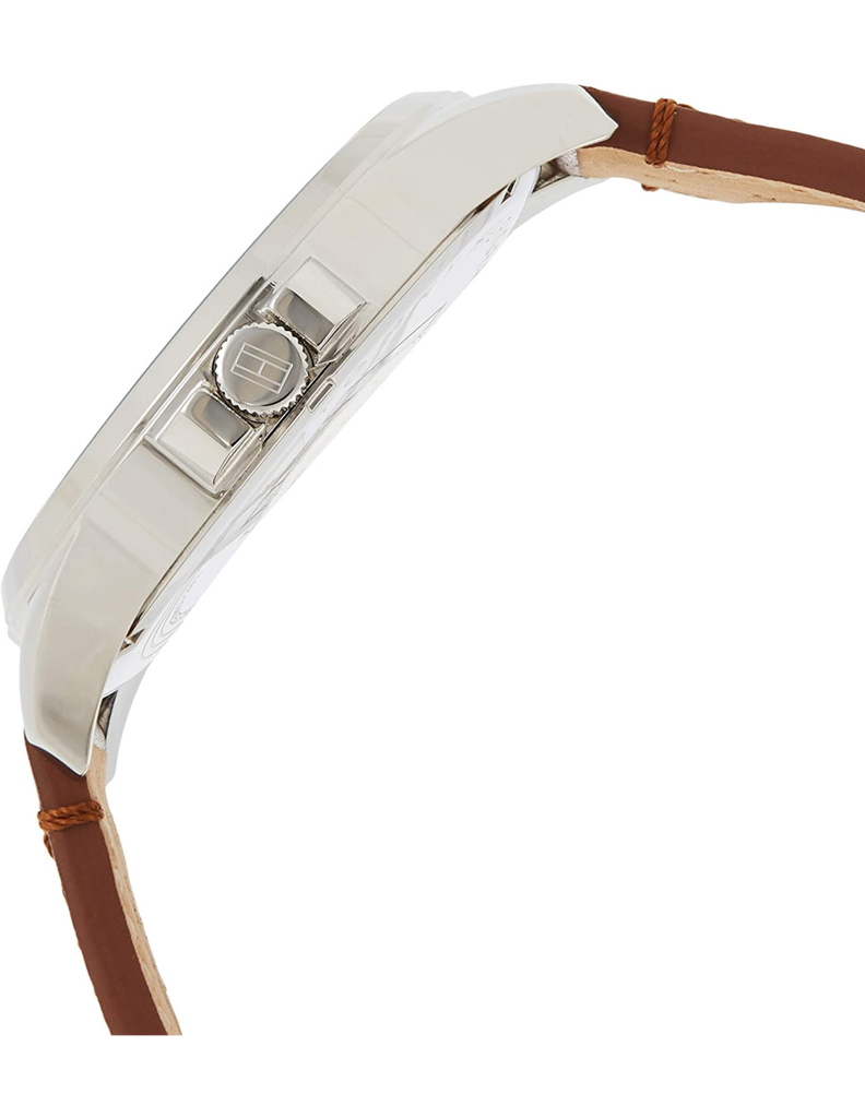 Tommy Hilfiger Multi Function Quartz White Dial Brown Leather Strap Watch for Men - 1791614