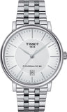 Tissot T122.407.11.031.00 T-Classic Carson Premium Powermatic 80 Men's Watch – White Dial & Silver Steel Bracelet