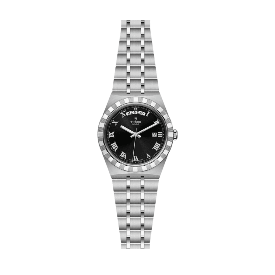 Tudor Royal Automatic Black Dial Silver Steel Strap Watch for Men - M28600-0003