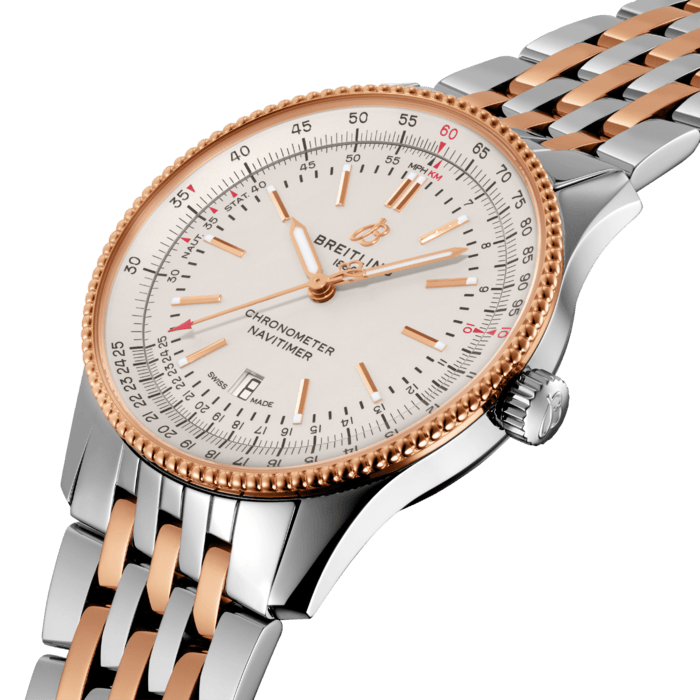 Breitling Navitimer Automatic 41 White Dial Two Tone Steel Strap Watch for Men - U17326211G1U1