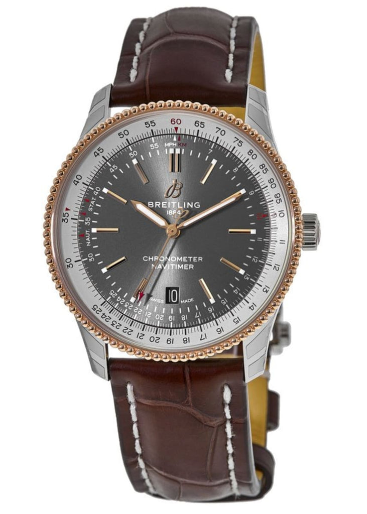 Breitling Navitimer 1 Automatic 41mm Black Dial Brown Leather Strap Mens Watch - U17326211M1P1
