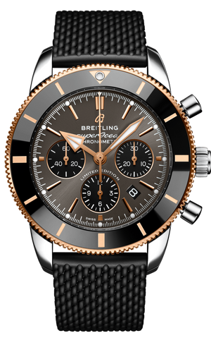 Breitling Superocean Heritage B01 Chronograph 44 Black Dial Black Mesh Bracelet Watch for Men - UB01621A1M1S1