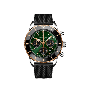 Breitling Superocean Heritage B01 Chronograph 44 Limited Edition Green Dial Black Mesh Bracelet Watch for Women - UB01622A1L1S1