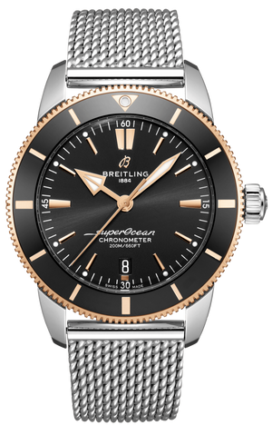 Breitling Superocean Heritage B20 Automatic 44 Black Dial Silver Mesh Bracelet Watch for Men - UB2030121B1A1