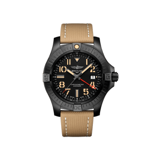 Breitling Avenger Automatic GMT 45 Black Dial Brown Nylon Strap Watch for Men - V32395101B1X1