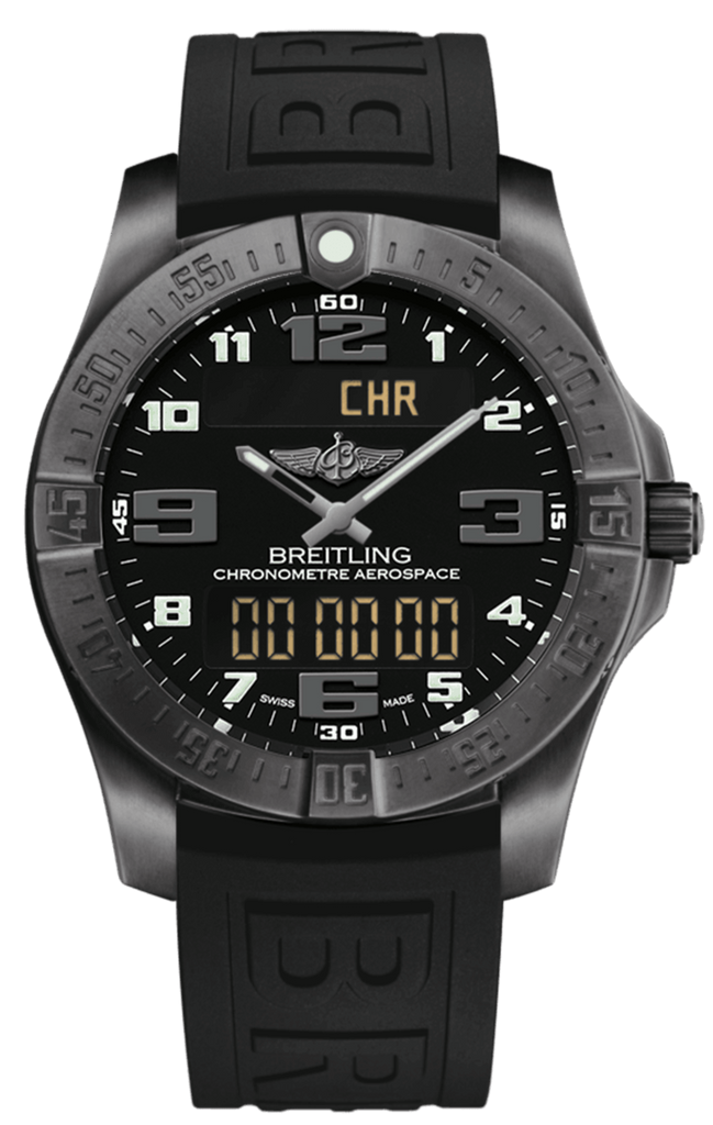 Breitling Aerospace Evo Black Dial Black Rubber Strap Watch for Men - V79363101B1S1