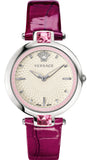 Versace VAN010016 Olympo Crystal Gleam Quartz Women's Watch – White Dial & Purple Leather Strap