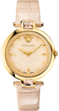Versace VAN050016 Olympo Quartz Women's Watch – White Dial & Beige Leather Strap