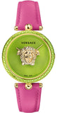 Versace VCO150017 Palazzo Empire Quartz Women's Watch – Green Dial & Pink Leather Strap