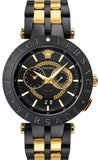 Versace VEBV00619 V-Race Analog Quartz Men's Watch – Black Dial & Two-Tone Steel Strap