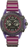 Versace VEZ701423 Icon Active Chronograph Quartz Men's Watch – Black Dial & Purple Rubber Strap