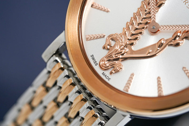 Versace Virtus Quartz White Dial Two Tone Steel Strap Watch for Women - VEHC00519