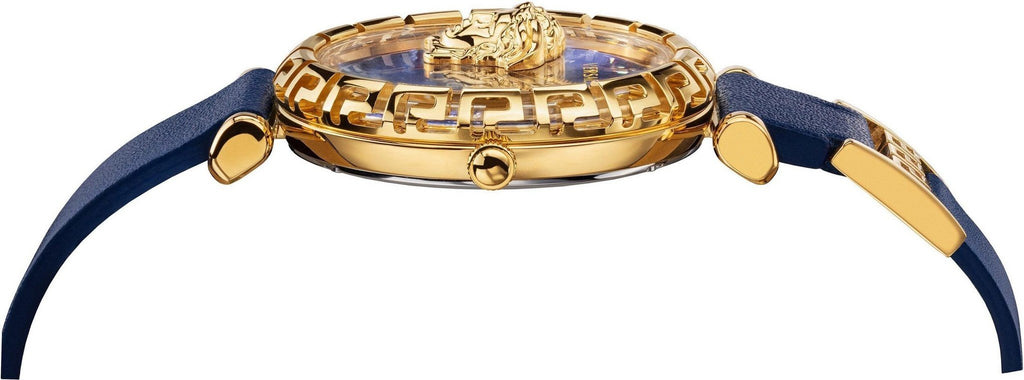 Versace Palazzo Empire Greca Quartz Blue Dial Blue Leather Strap Watch for Women - VEDV00219