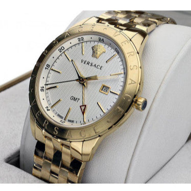 Versace Univers Quartz White Dial Gold Steel Strap Watch for Men - VEBK00518