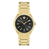 Versace V-Auria Quartz Black Dial Gold Steel Strap Watch for Men - VE0F00525