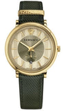 Versace VBQ030017 V-Circle Manifesto Quartz Men's Watch – Gold Dial & Black Leather Strap