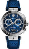 Versace VE1D01220 Aion Chronograph Quartz Men's Watch – Blue Dial & Blue Leather Strap