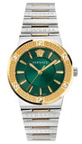 Versace VEVH00720 Greca Quartz Women's Watch – Green Dial & Silver Steel Strap