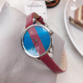 Calvin Klein Rebel Blue Maroon Dial Maroon Leather Strap Watch for Women - K8P231UN