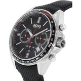 Hugo Boss Driver Black Dial Black Leather Strap Watch for Men -1513087