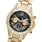 Marc Jacobs Rock Chronograph Black Dial Gold Steel Strap Watch for Women - MBM3253