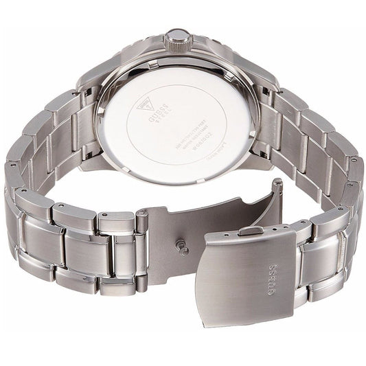 Guess Exec Quartz Silver Dial Silver Steel Strap Watch for Men - W0075G3