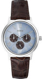 Guess W0496G2 Wafer Analog Men's Watch – Blue Dial & Brown Leather Strap