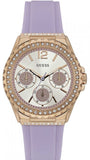 Guess W0846L6 Starlight Diamonds Women's Watch – White Dial & Purple Rubber Strap