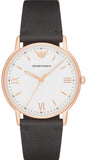 Emporio Armani AR11011 Dress Quartz Men's Watch – White Dial & Brown Leather Strap