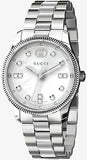 Gucci G Timeless Diamonds White Dial Silver Steel Strap Watch for Women - YA1265064