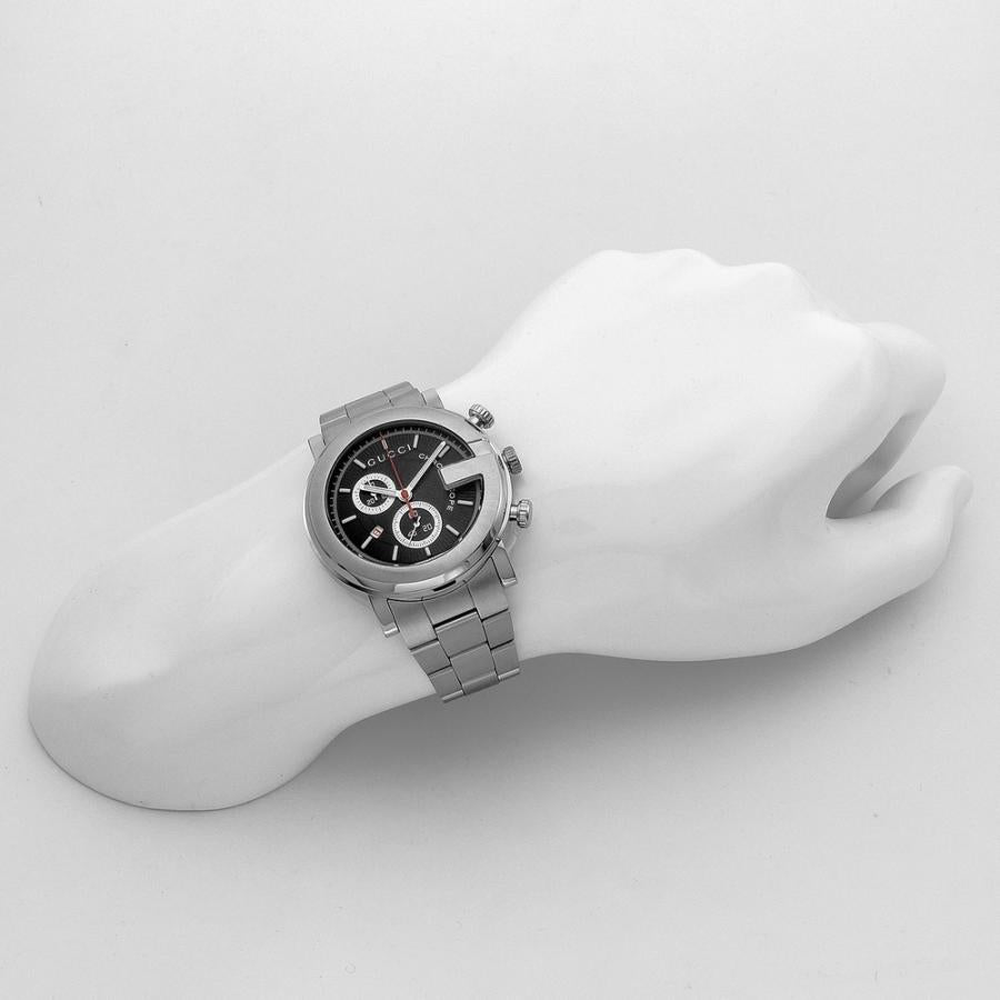 Gucci G Chrono Black Dial Silver Steel Strap Watch For Men - YA101309