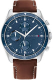 Tommy Hilfiger 1791837 Parker Chronograph Quartz Men's Watch – Blue Dial & Brown Leather Strap