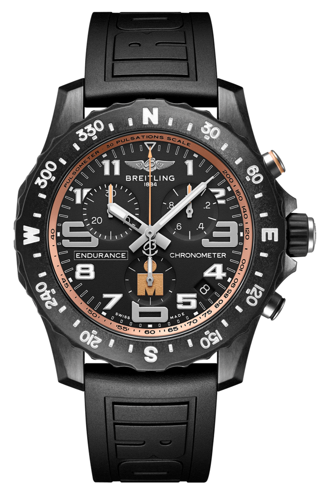 Breitling Endurance Pro Ironman Black Dial Black Rubber Strap Watch for Men - X823101B1B1S1