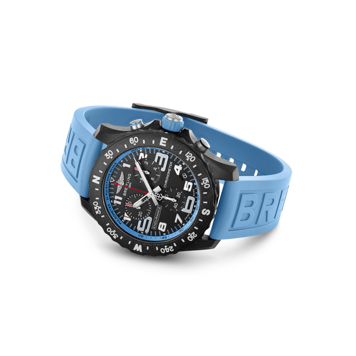 Breitling Endurance Pro Black Dial Light Blue Rubber Strap Watch for Men - X82310281B1S1