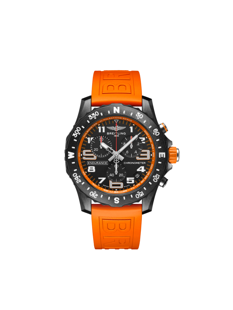 Breitling Endurance Pro Black Dial Orange Rubber Strap Watch for Men - X82310A51B1S1