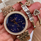 Michael Kors Darci Blue Dial Rose Gold Steel Strap Watch for Women - MK3728