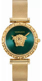 Versace VEDV00819 Palazzo Empire Greca Quartz Women's Watch – Green Dial & Gold Mesh Bracelet