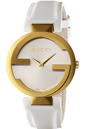 Gucci G Interlocking White Dial White Leather Strap Watch For Women - YA133327